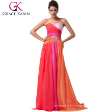 Hot Sale Elegant Design Grace Karin Sexy Strapless Red Chiffon Long Cheap Prom Dresses CL6069-2#